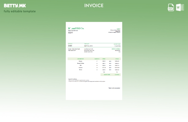 Шаблон за фактура во модерен стил USA IC и SM Co